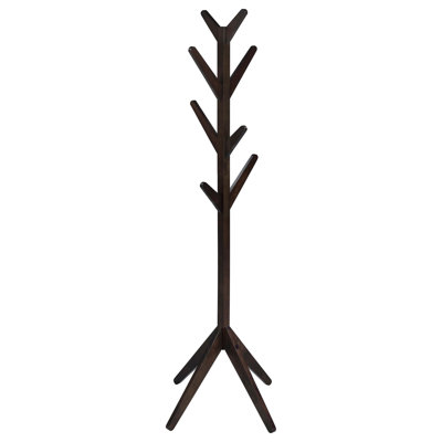 Margaret 8-Hook Solid Wood Tree Coat Rack, Cappuccino