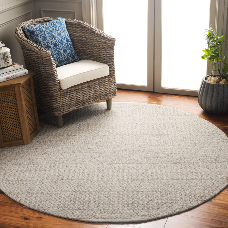 Metro Hand Tufted Wool Pile Geometric Rug, Round 6'