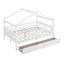 Lit double pleine grandeur en bois avec deux tiroirs de rangement - Base de lit plateforme en pin massif blanc pour enfants avec tête de lit-181687956