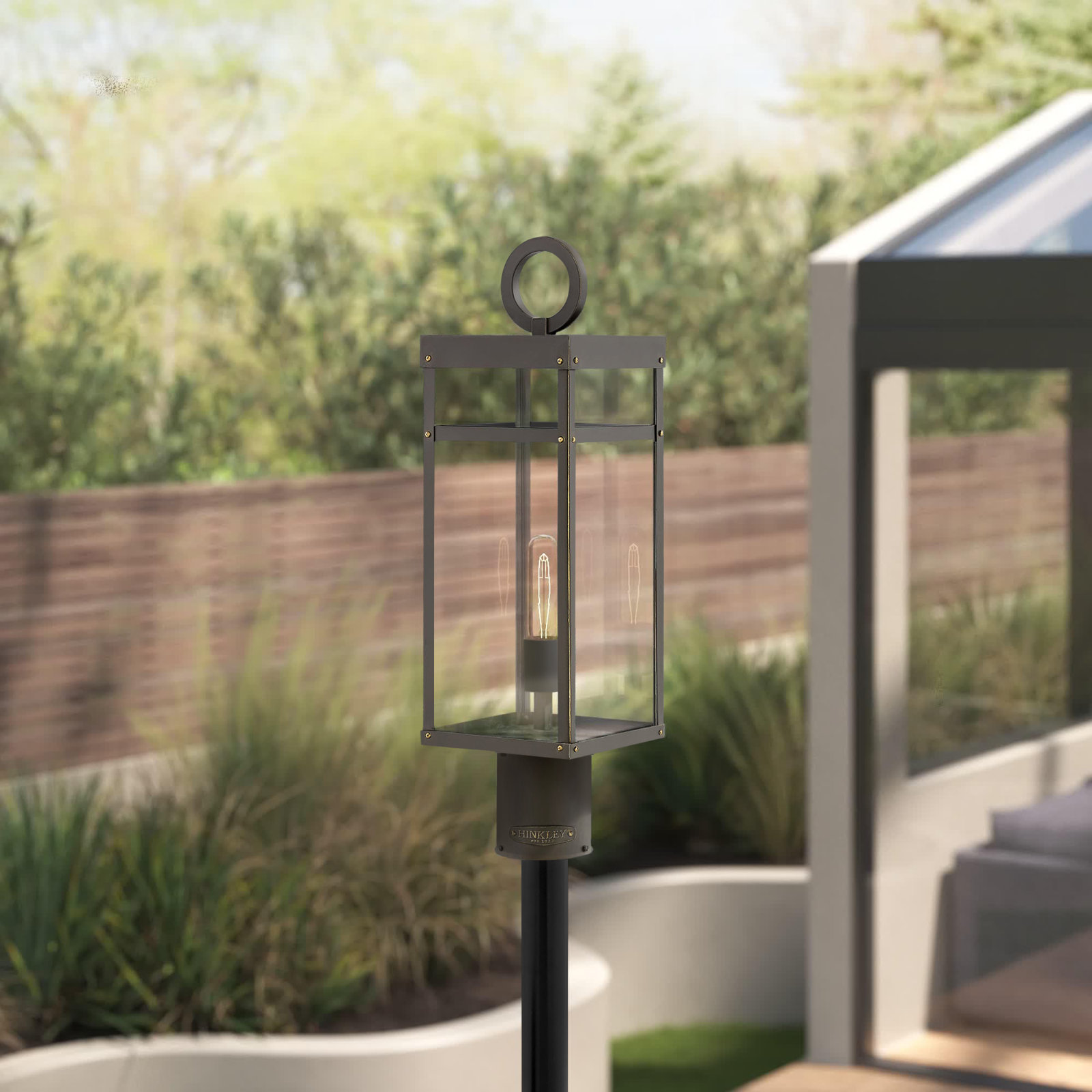 Martel Transparent Outdoor Lantern Head, Aged Zinc