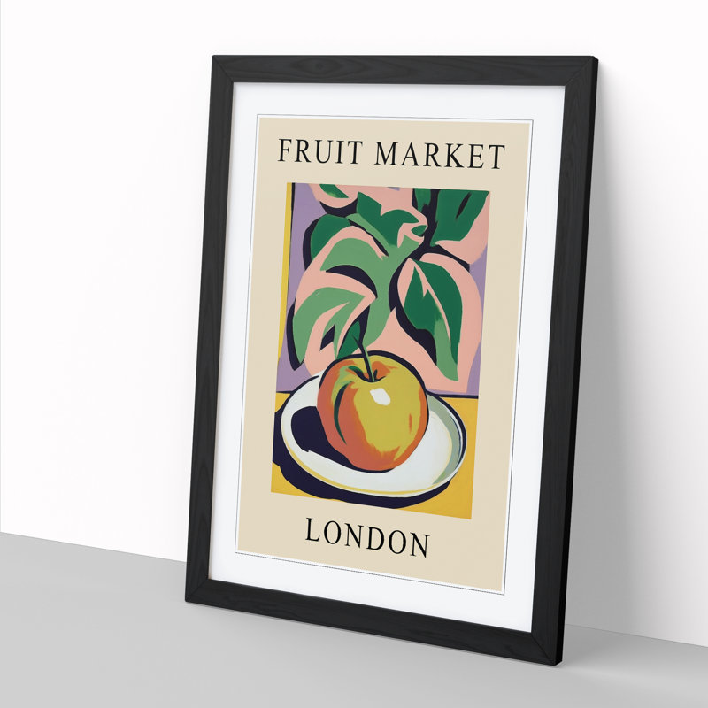 London Fruit Market Exhibition Apple - Single Picture Frame Print on Wood, 64cm H x 46cm W x 2cm D