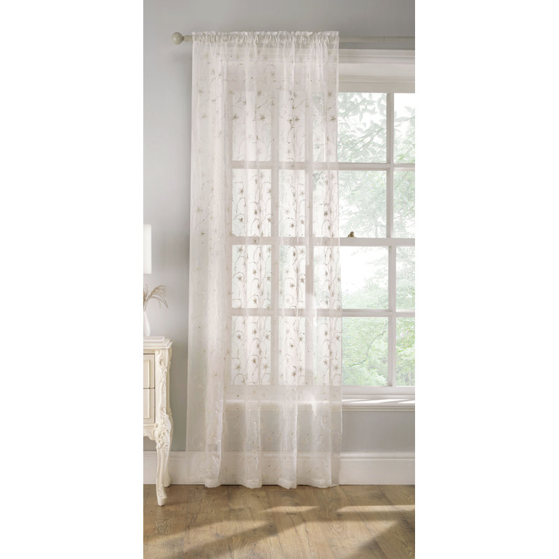 Bonilla Sheer Curtain Single Panel, W 140 x D 229cm, Cream