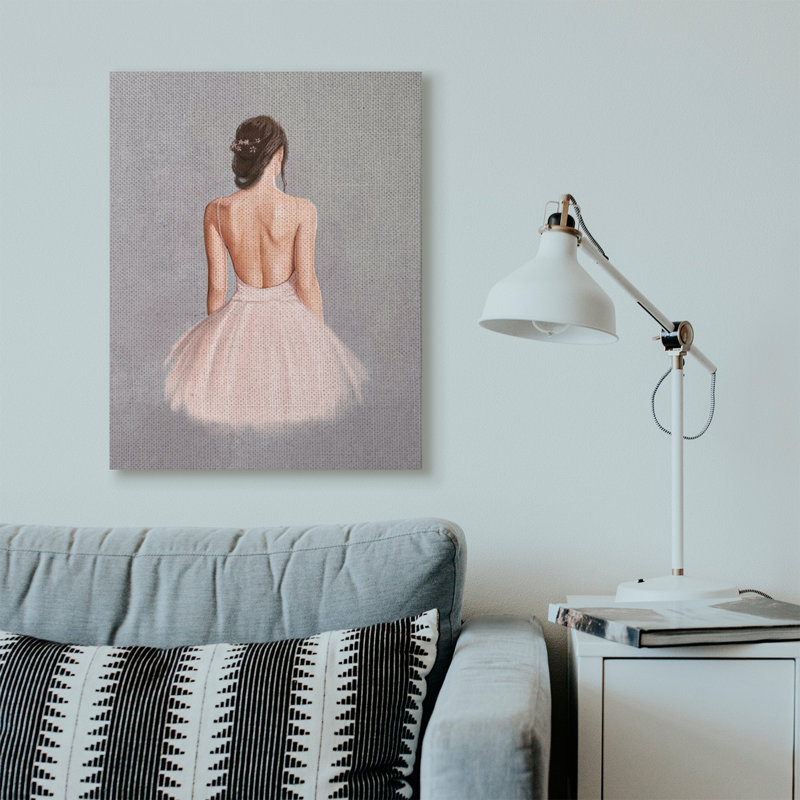 « ballerine fille, peinture gris rose », art textuel, H 40 po x l 30 po, Toile tendue