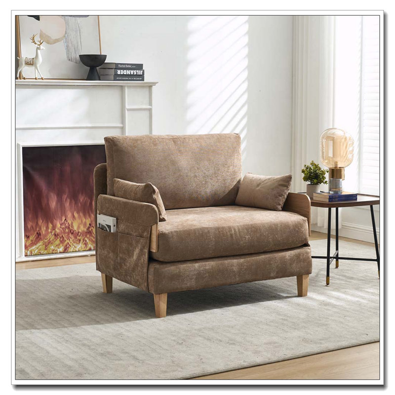 Fauteuil convertible en chenille, Brun pâle