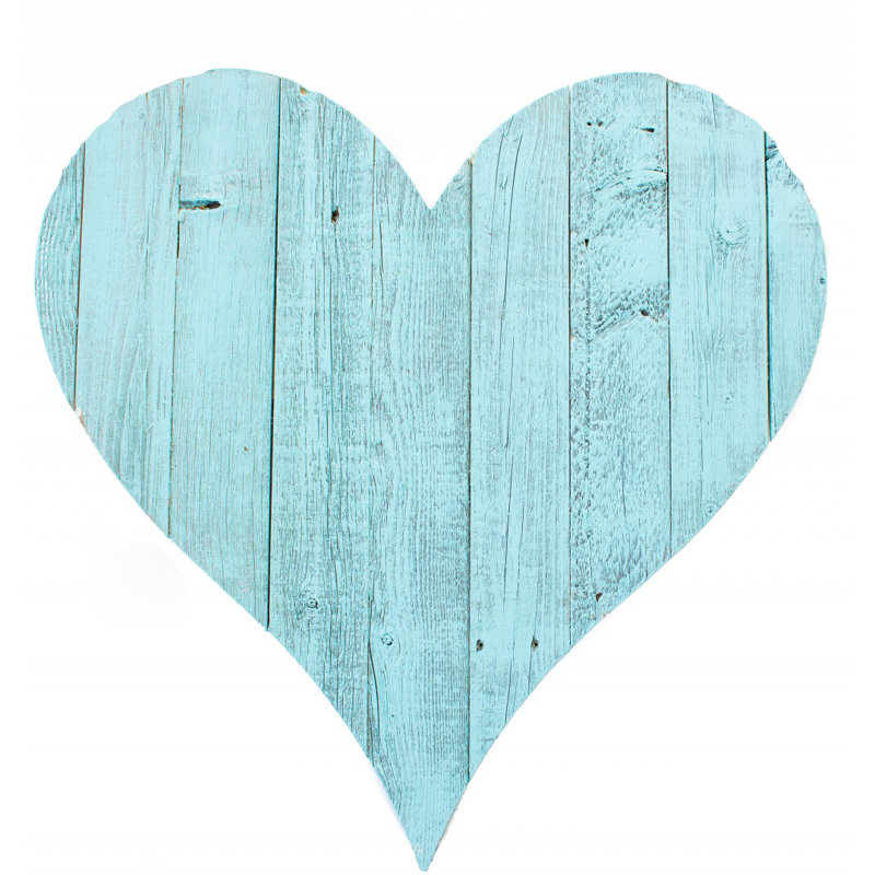 Cœur en bois 12 po turquoise, Turquoise