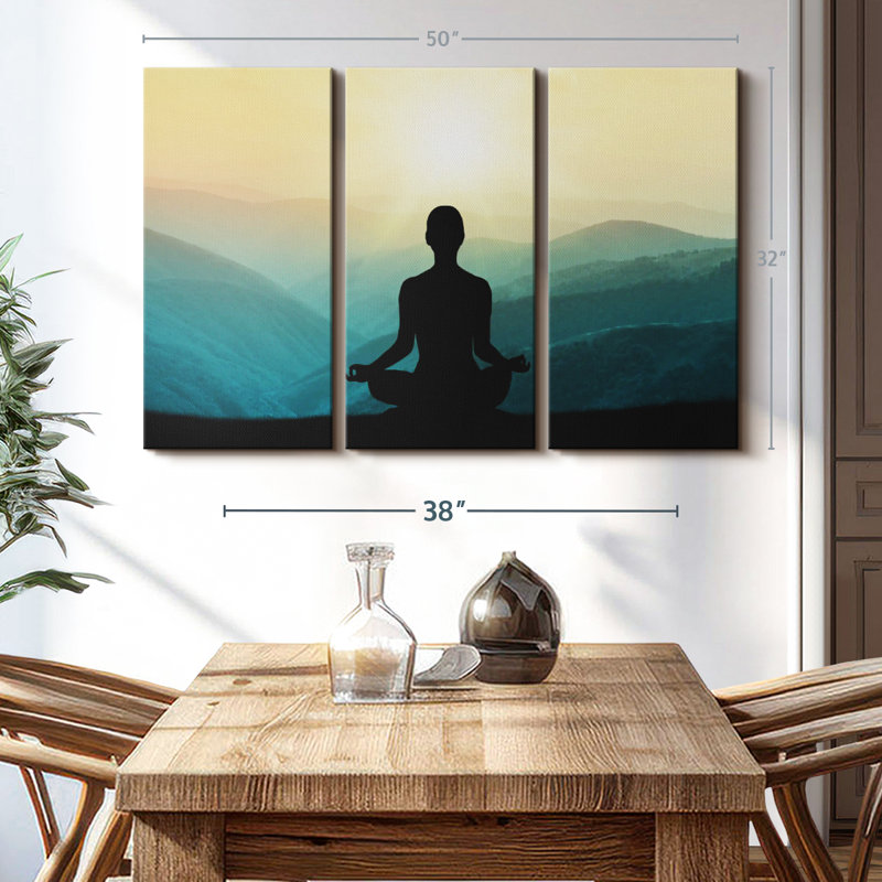 «Yoga Silhouette Wall Art» sur toile, H 32 po x l 50 po x P 1,25 po