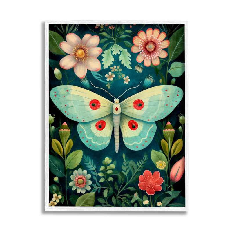 «Green & Pink Moth», reproduction de photo sur toile, Giclée encadrée blanc bord de mer, H 20 po x l 16 po x P 1,5 po