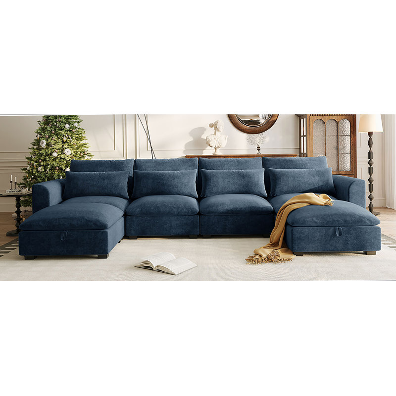 U-Shaped Modular Corner Sofa With 2 Ottomans