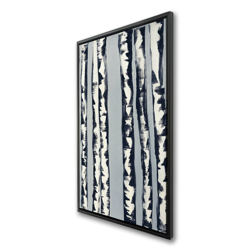 Small Birch Trees - Landscapes Blue Framed Canvas Decor