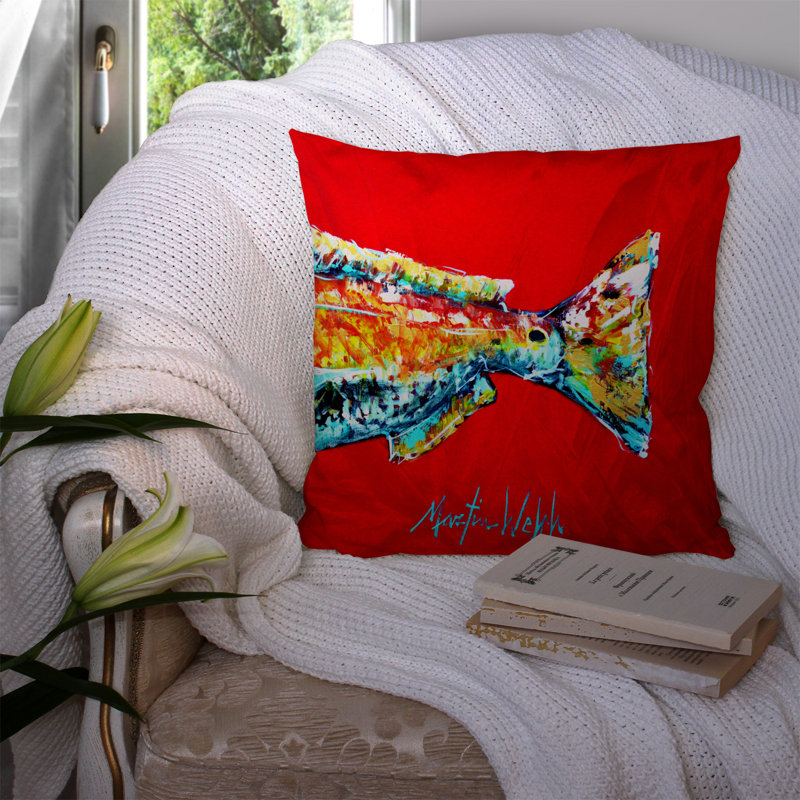 Coussin intérieur/extérieur rouge tail Fish Alphonzo, H 14 po x l 14 po x P 4 po