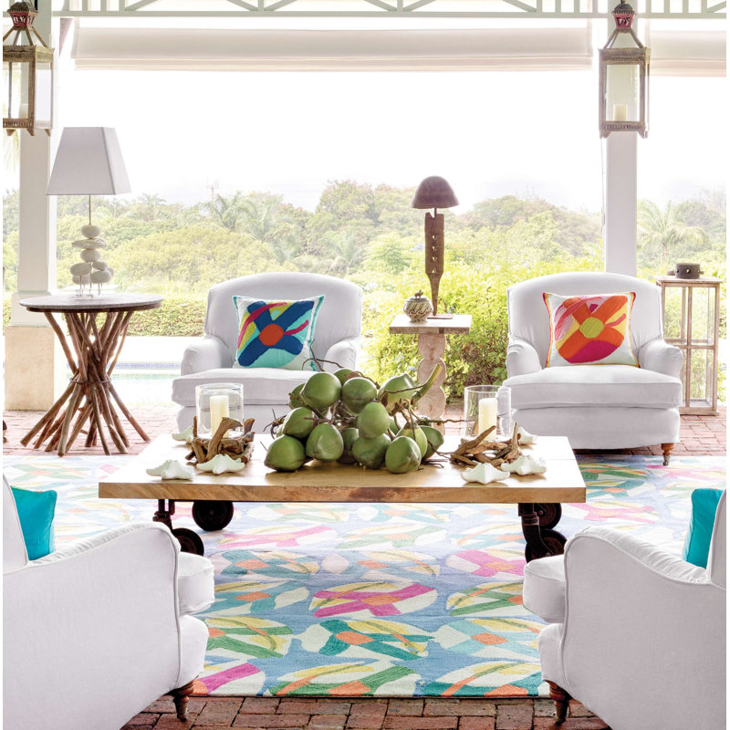 Lily Pad Spring Hand Micro Hooked Wool Rug, Rectangle 8' x 10'