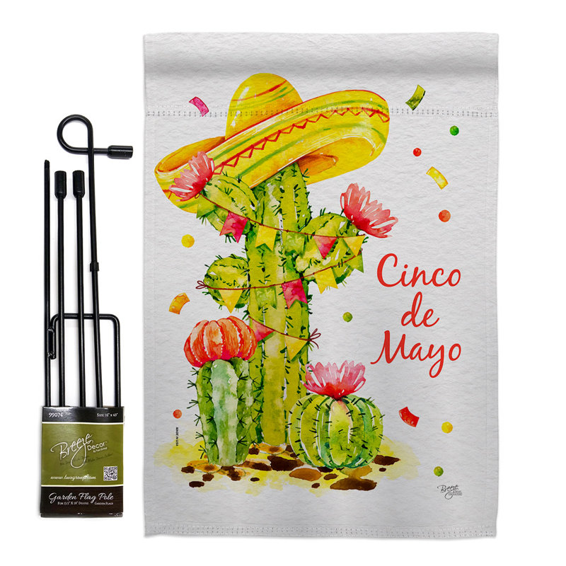 Double Sided 222'' H x 156'' W Polyester Cinco De Mayo Flag Set