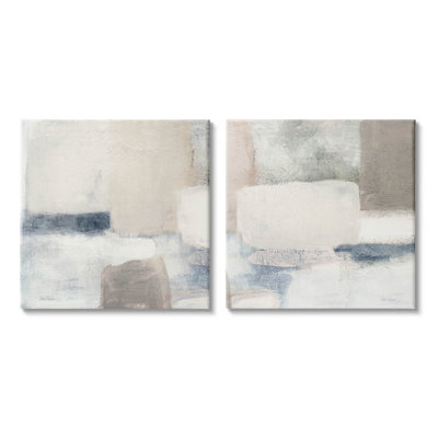 Beige Modern Collage Shapes 2 Pc Canvas Wall Art Set by Carol Robinson