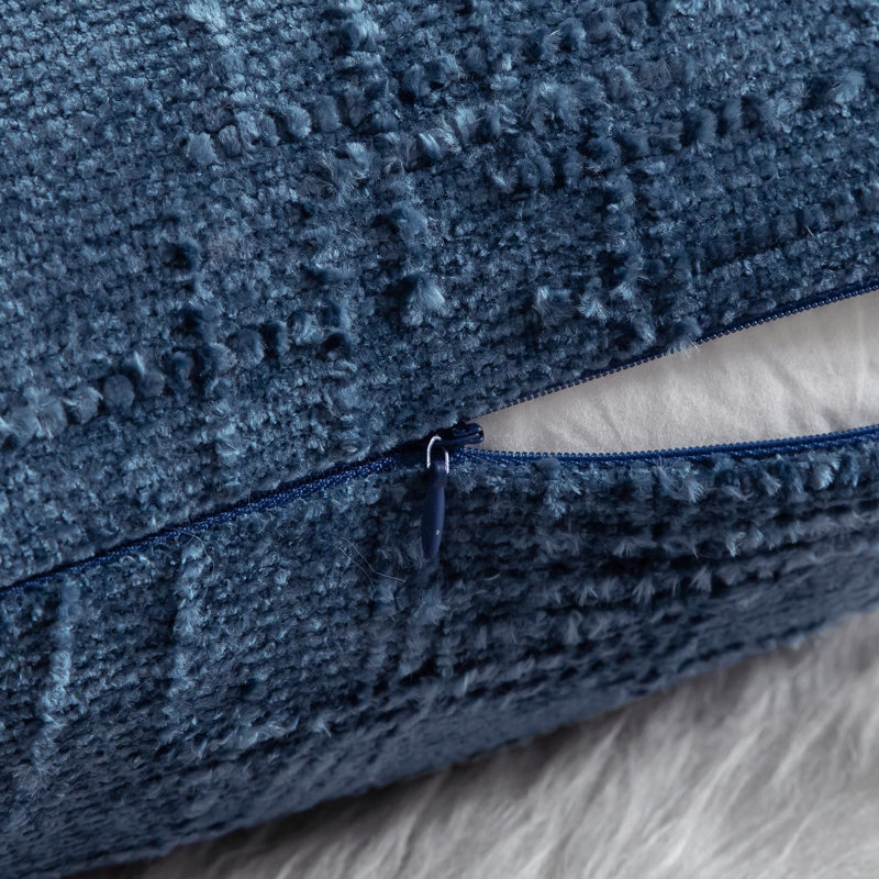 Housses de coussin en chenille texturée, Carré 18 po, Bleu