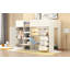 Lit mezzanine double en bois avec garde-robe intégrée, bureau, tablettes de rangement et tiroirs-1443907952