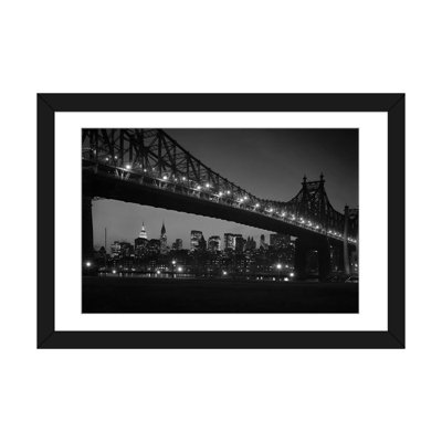 " 1960s Queensboro Bridge And Manhattan Skyline At Night New York City NY USA "