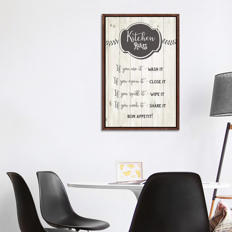 Kitchen Rules by Amanda Murray - Print on Canvas, Classic Brown Wood Framed, 101.6cm H x 66.04cm W x 3.81cm D