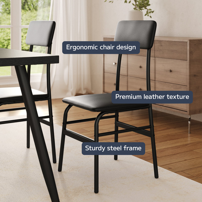 Modern 5-Piece Kitchen Table and Chairs, Dining Room Set with 4 Upholstered Chairs, Sturdy Dining Set for Small Spaces, Apartment and Dining Area