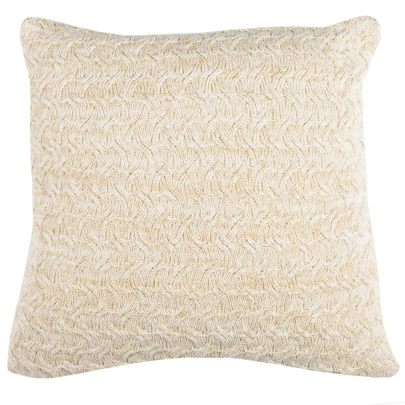 Beige Knit Square Decorative Throw Pillow