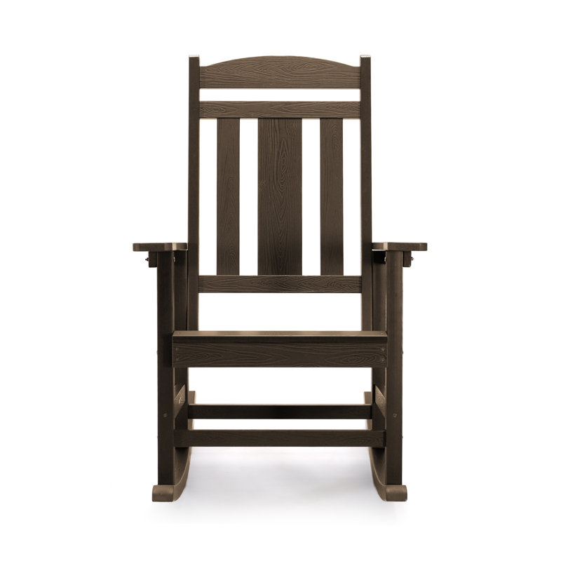 Chiemi HDPS Modern Resin Rocking Adirondack Chair, Brown