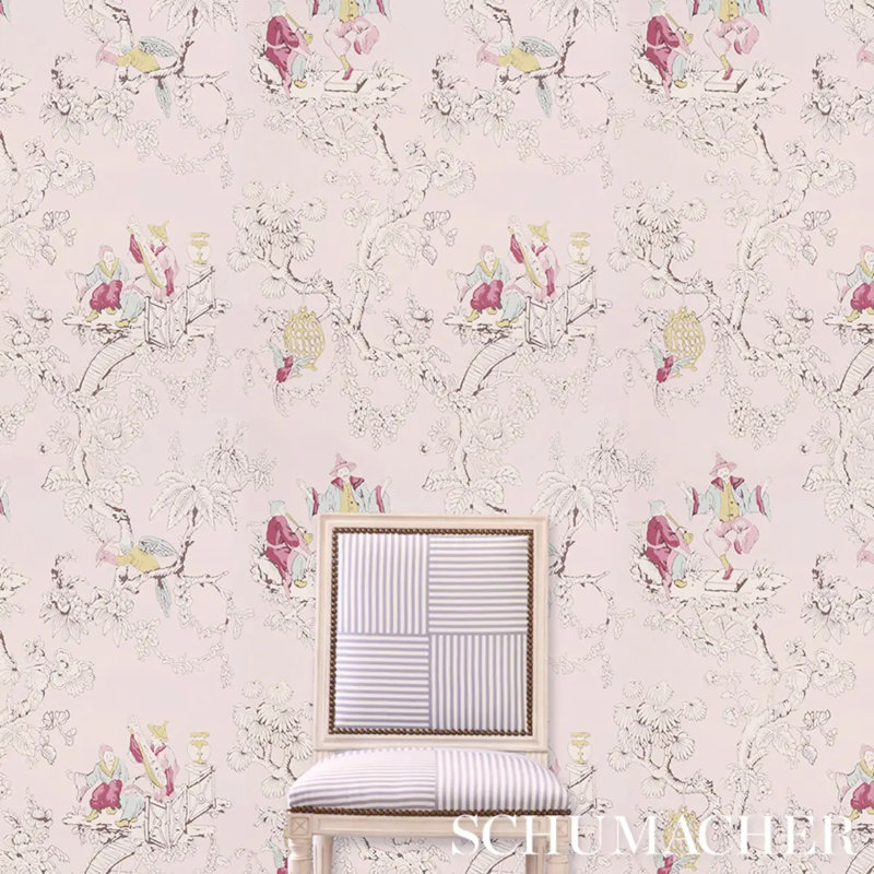 Chinoiserie Moderne Wallpaper, Pink