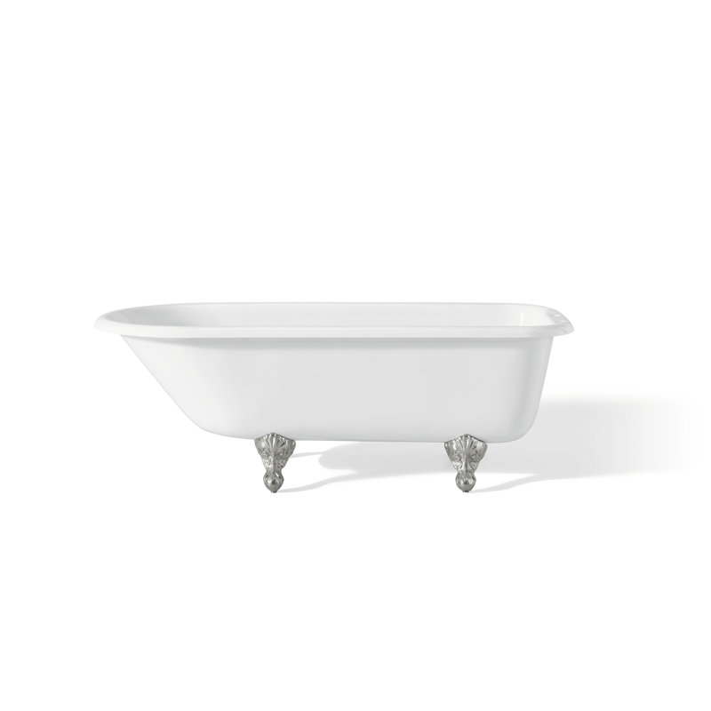 Baignoire de trempage sur pattes 68 po x 30 po Jasira, Chrome, Intérieur blanc et extérieur de couleur personna