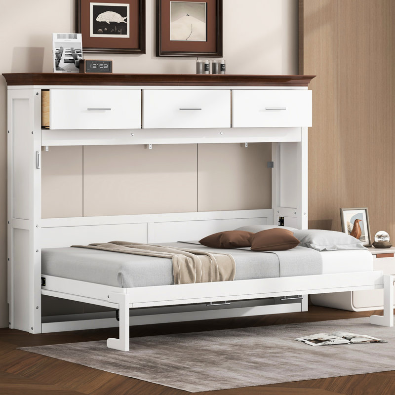 Lit simple blanc, 3 tiroirs pour le rangement et la structure, peu encombrant, lit performance de longue durée en blanc, articles de rangement, assemblage facile