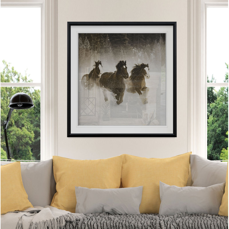 «Winter Roundup II», photographie, H 24 po x l 24 po x 1,5 po, Cadre noir
