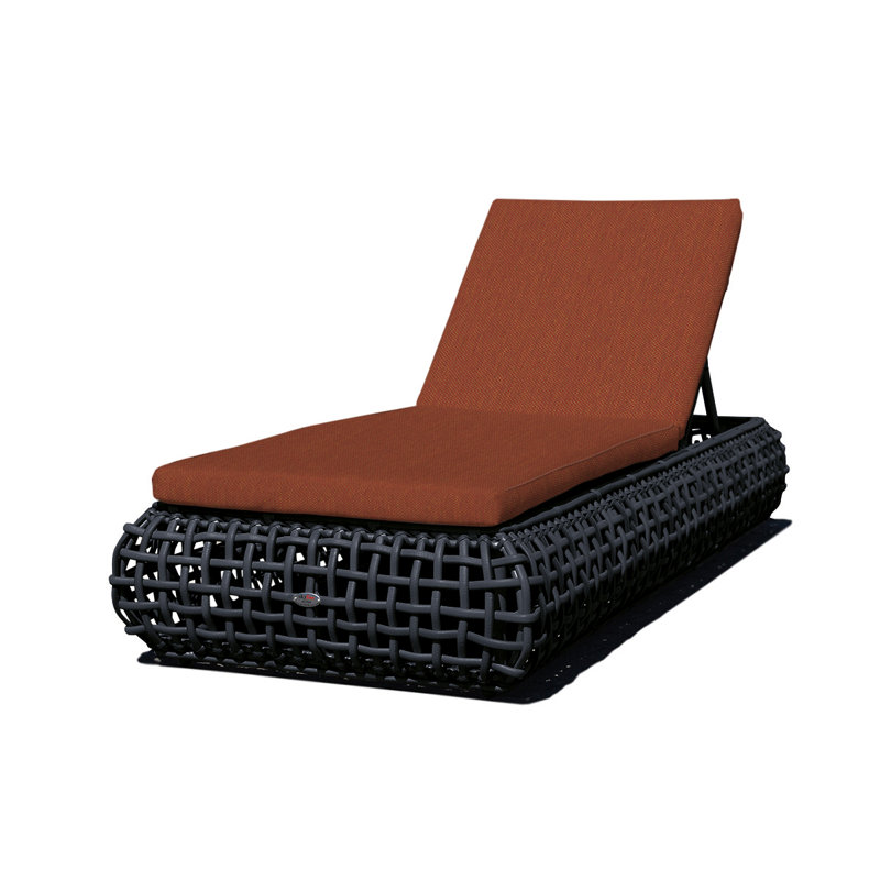 Dynasty Outdoor Chaise Lounge, Black Mushroom, Canvas Brick Sunbrella® Canvas