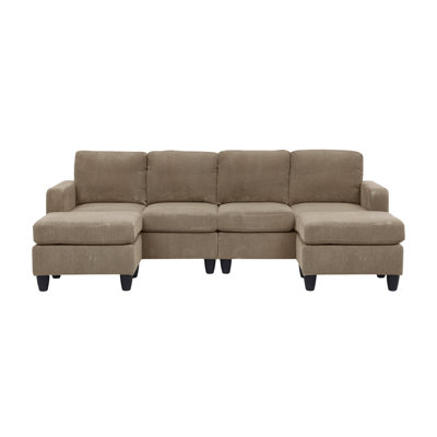 Modular Corduroy Sectional Sofa With Ottoman