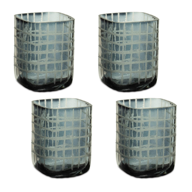 Etched Glass Candle Holder
