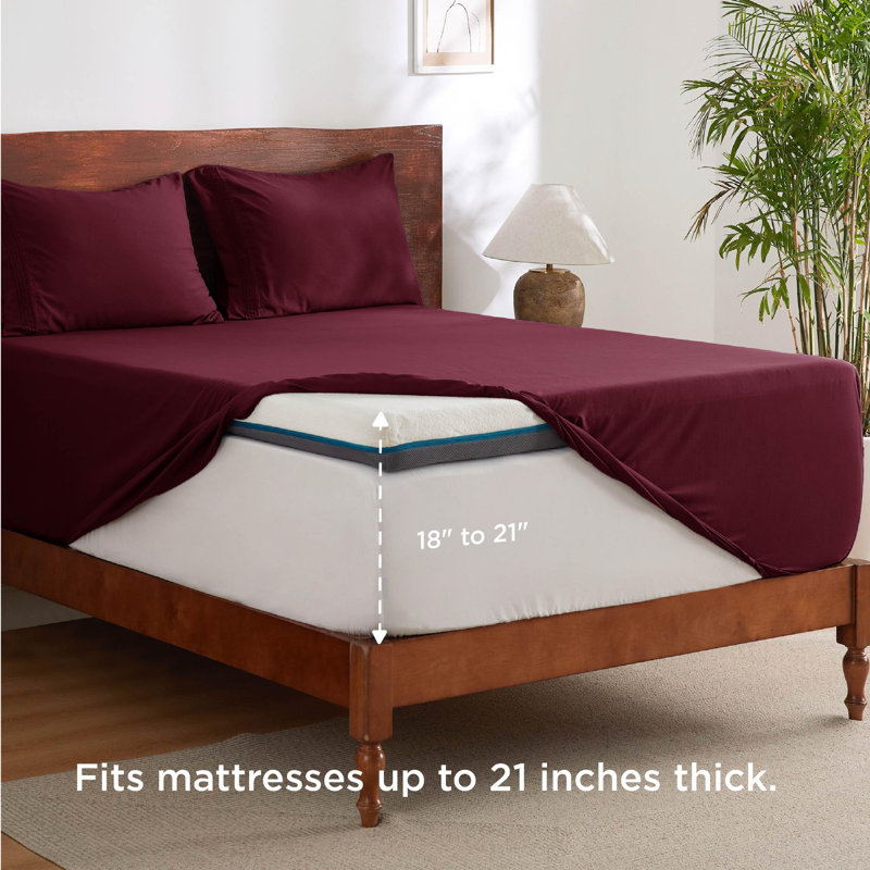 Bedsure Deep Pocket Sheet Set - Fits Mattresses Up to 21 Inches Thick -  GentleSoft Bed Sheet set, Moisture Wicking, Soft & Cooling Bed Sheet & Pillowcases, Easy & Secure Fit
