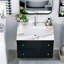 31 Inch Marble Vanity Top, Bathroom Vanity Top With Undermount Rectangular Middle Sink And 4" Height Backsplash, Pre-Drilled Faucet Hole  Vanity Top, Carrara White With Veins