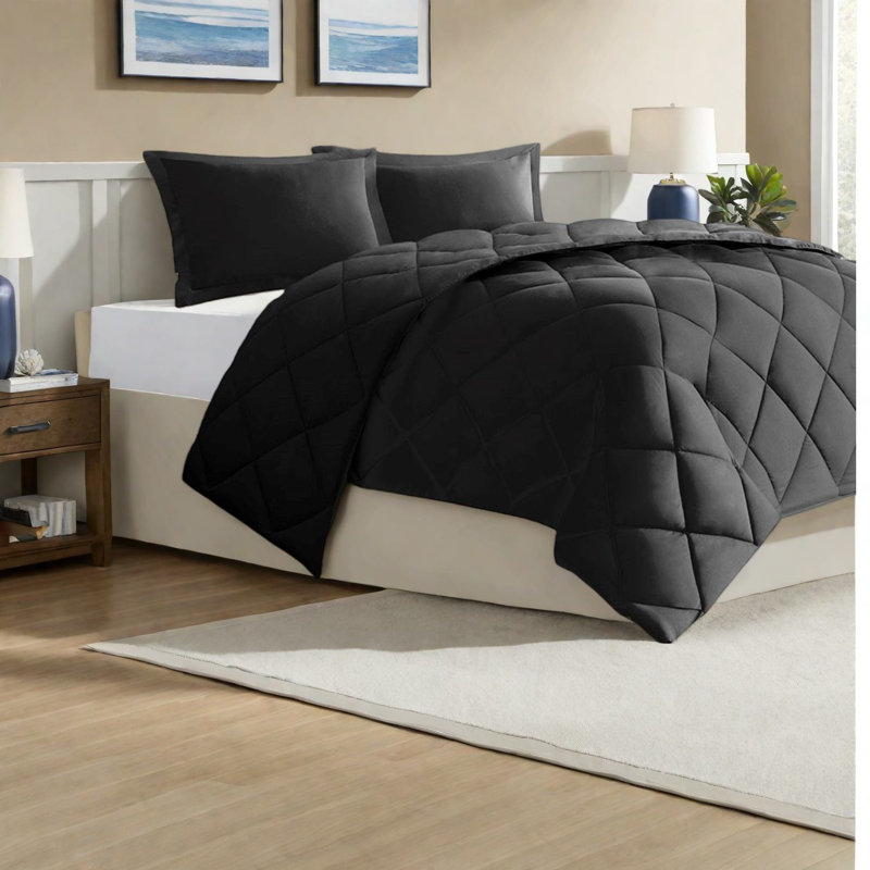 Reversible Diamond Quilted Twin/twin Xl Bedding Set With Hypoallergenic Comforter