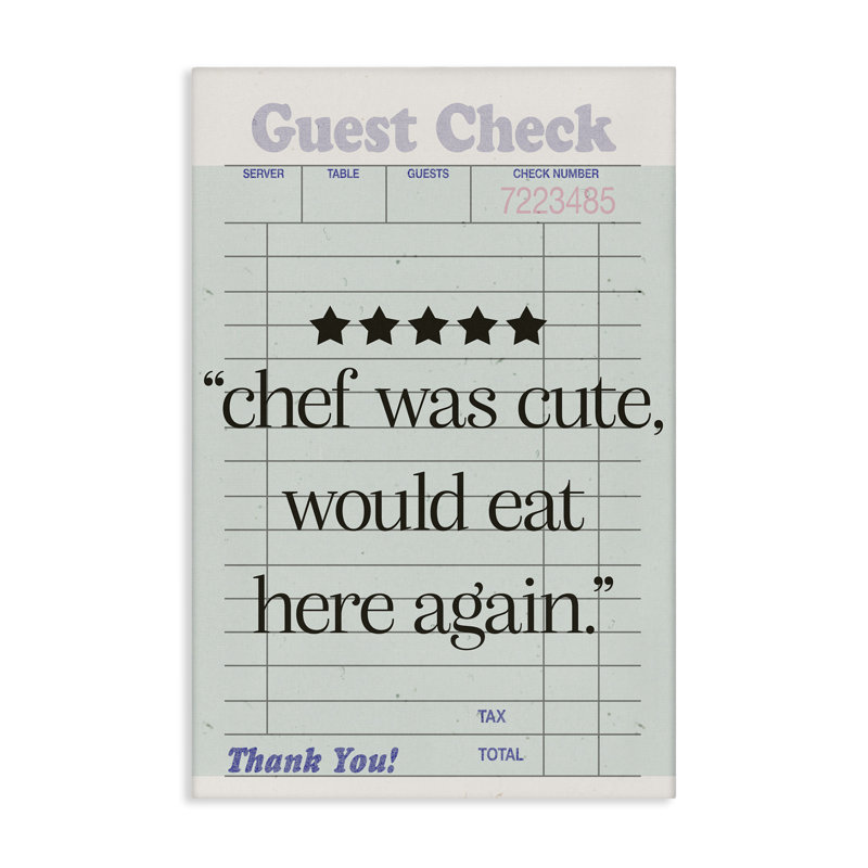 Cute Chef Guest Check Canvas Wall Art by Sd Graphics Studio, 24" H x 16" W