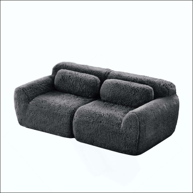 Canapé modulaire à 2 places pour canapé modulaire, conception antidérapante en tissu moelleux et moelleux, éponge haute densité 32D, conception ergonomique sans assemblage, avec coussins décoratifs pour le salon