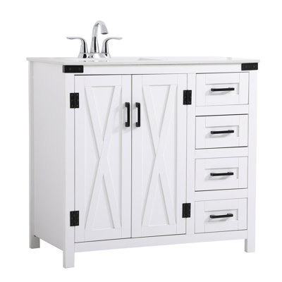 Slayton 36'' Single Bathroom Vanity with Engineered Marble Top