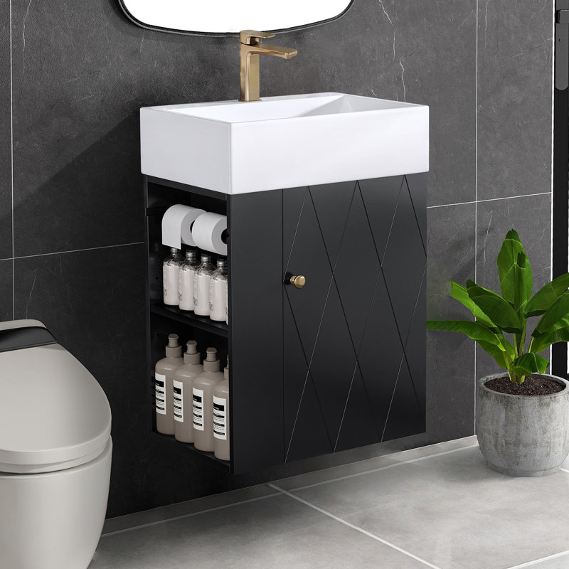 Meuble-lavabo moderne 20 "avec lavabo en céramique, Noir