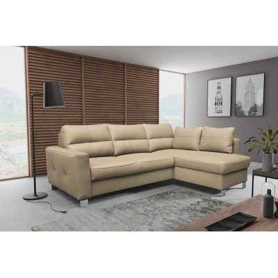 Birdell Leather Corner Sofa with Sleeping Function and Box 