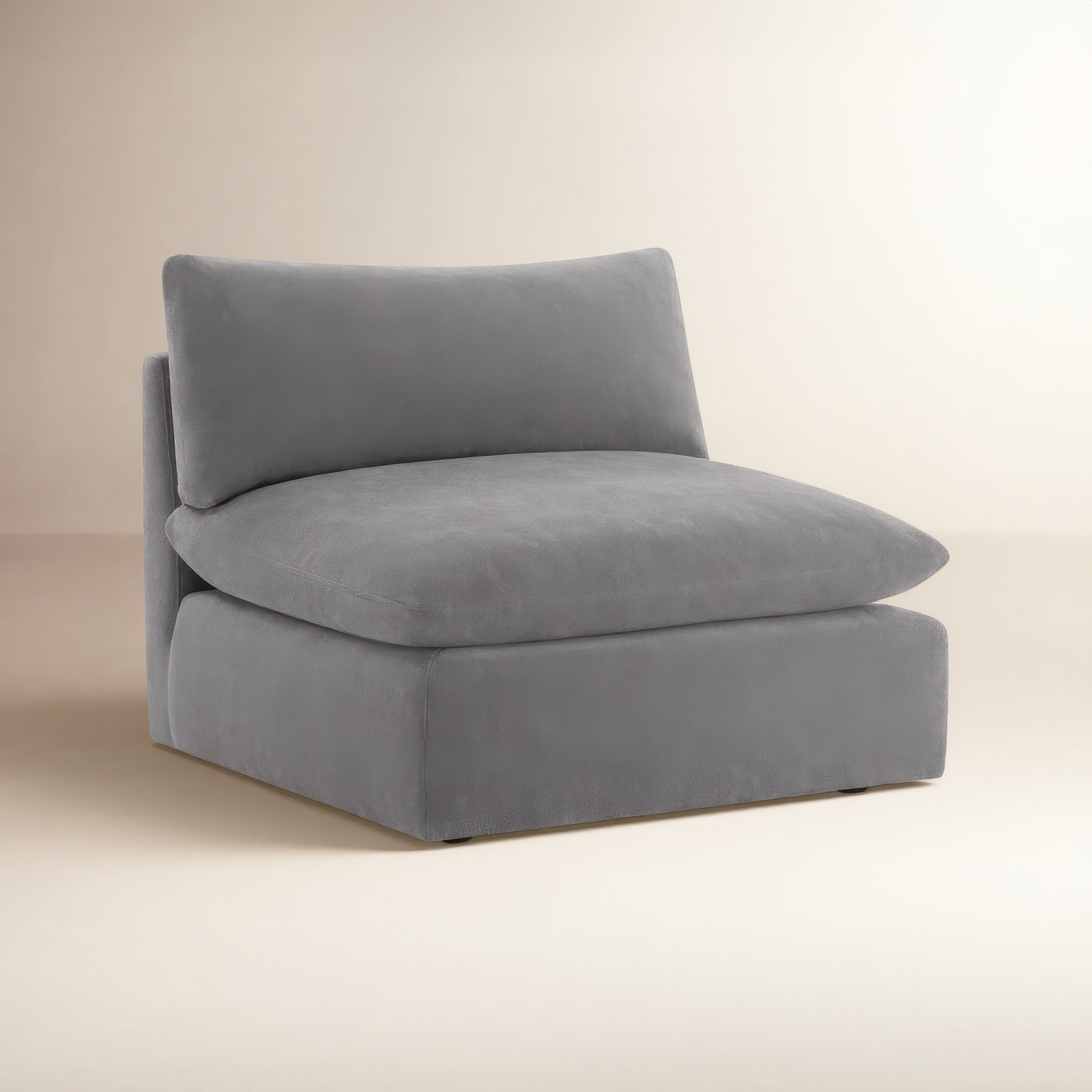 Annabella Armless Accent Chair, Elite Pewter Textured Performance Chenille