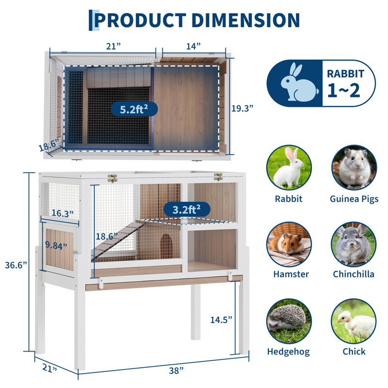 Hamster Hutch, White/Brown