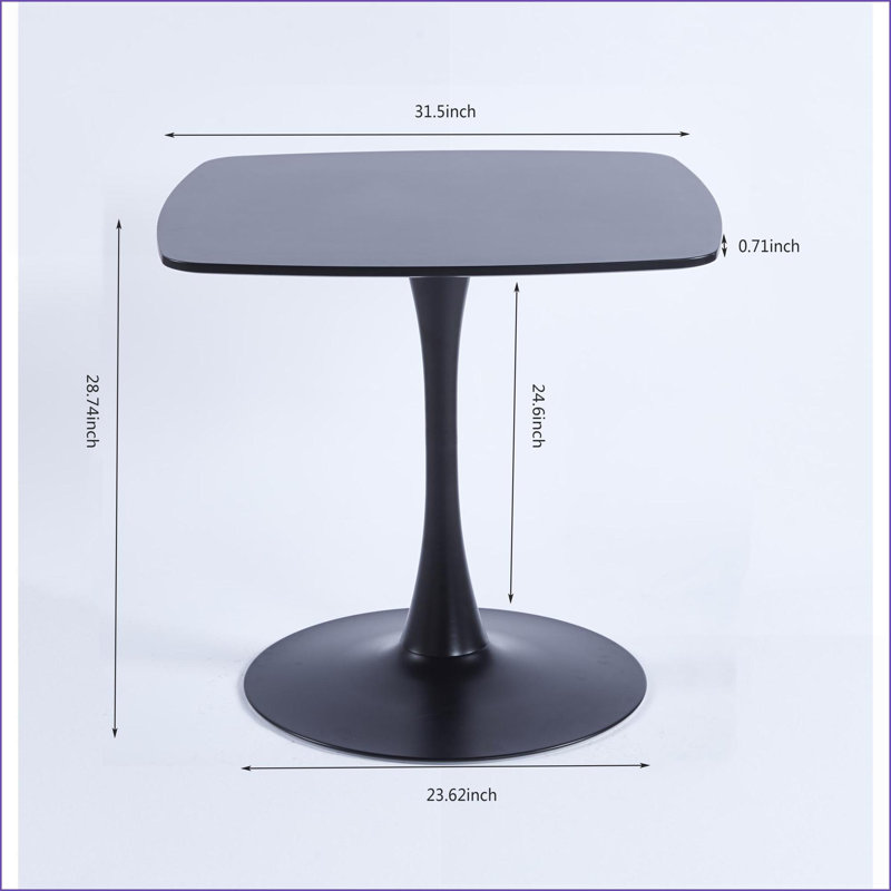 Table basse noire en MDF avec pieds en métal, stable et facile à nettoyer pour le salon