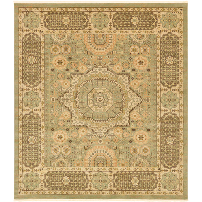 Ophelia Oriental Indoor Rug, Rectangle 10' x 11'1", Green/Tan
