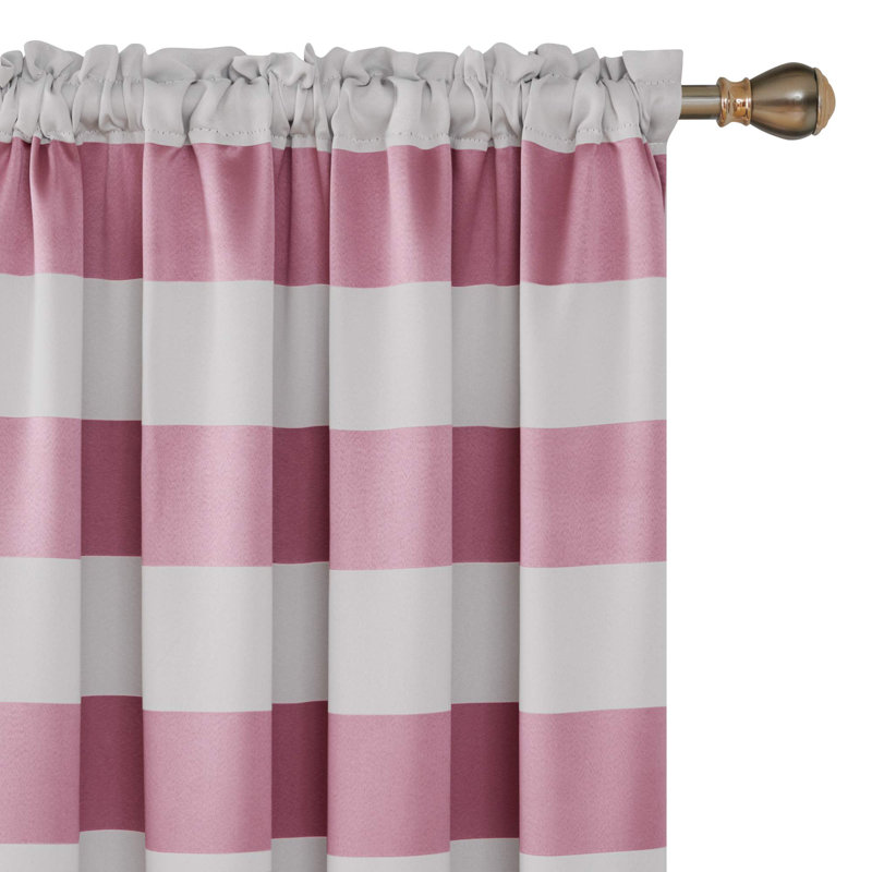 Zamudio Room Darkening Curtain Pair, Black/White, 52" W x 63" L