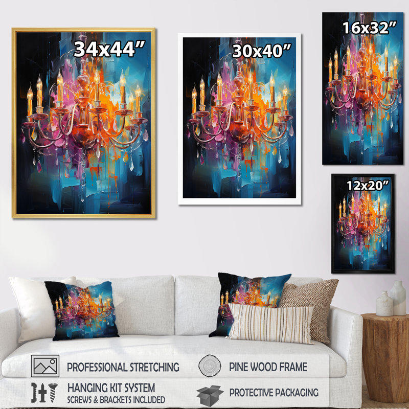 «Viminal Chandelier», impression sur toile encadrée, Cadre photo noir, H 32 po x l 16 po x P 1 po
