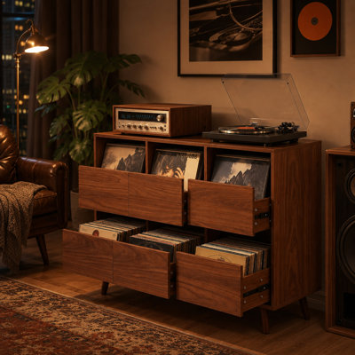 44,1 po Support pour tourne-disque Mid Century