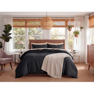 Essential Collection 100% Cotton Waffle Weave Duvet Cover Set