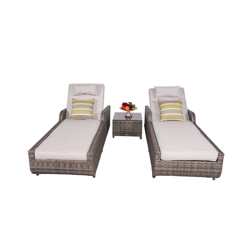 Chaise longue longue simple, Gris, Brun pâle