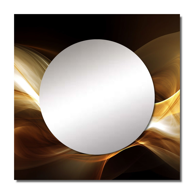 Zuehlke - Modern Waves Square Living Room Wall Mirror Art, 23" x 23"