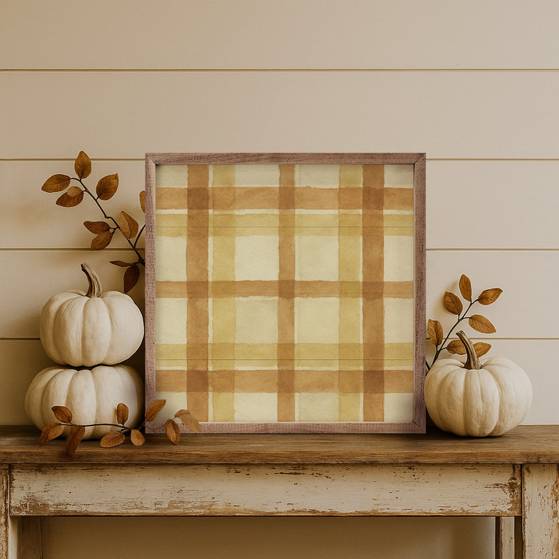 Hearthside Plaid, Gold, 4" H x 4" W